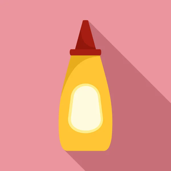 Mustard bottle icon, flat style — Stock Vector