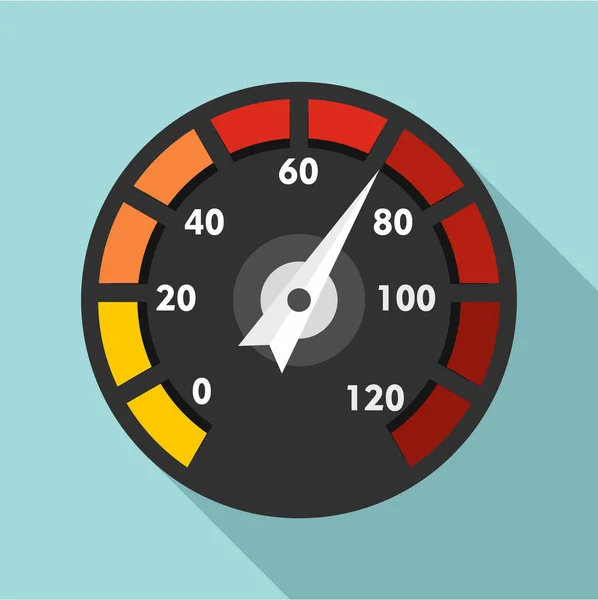 Auto snelheidsmeter pictogram, vlakke stijl — Stockvector