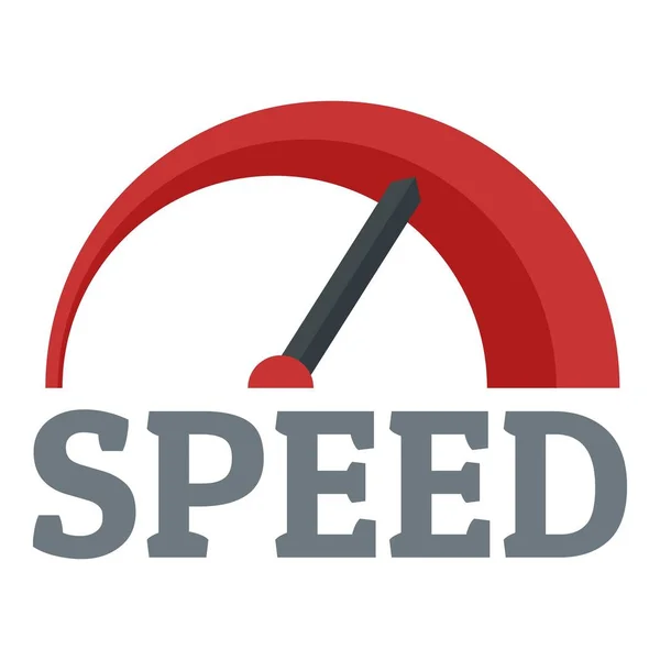 Red speedometer logo, flat style — Stock Vector