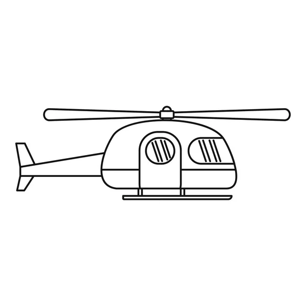 Icône hélicoptère ambulancier, style contour — Image vectorielle