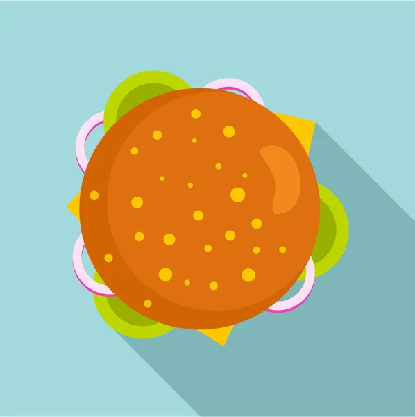 Top view burger icon, flat style — Stock Vector