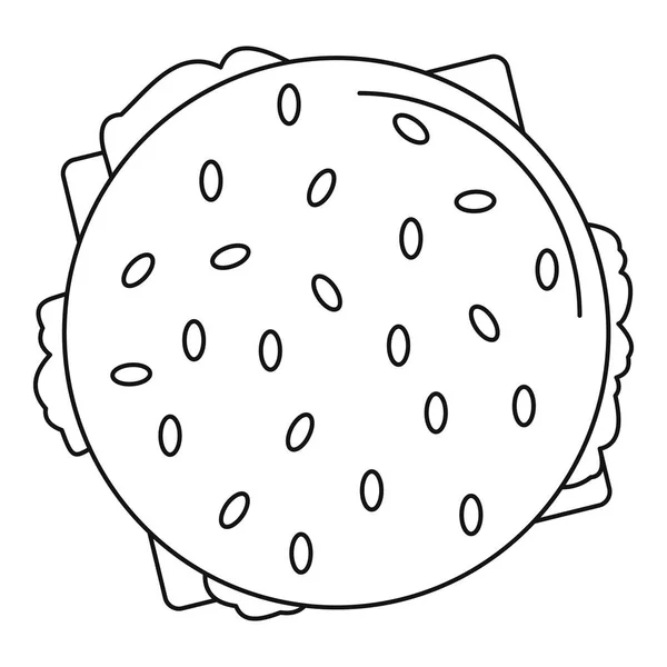 Icona hamburger vista dall'alto, stile contorno — Vettoriale Stock