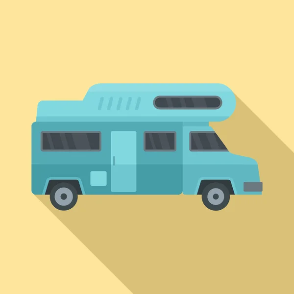 Camping truck icon, flat style — Stock Vector