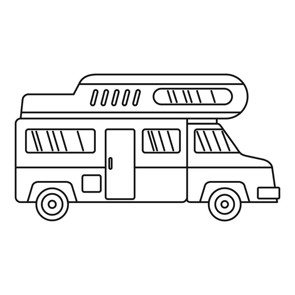 Kamp kamyon simgesi, anahat stili — Stok Vektör