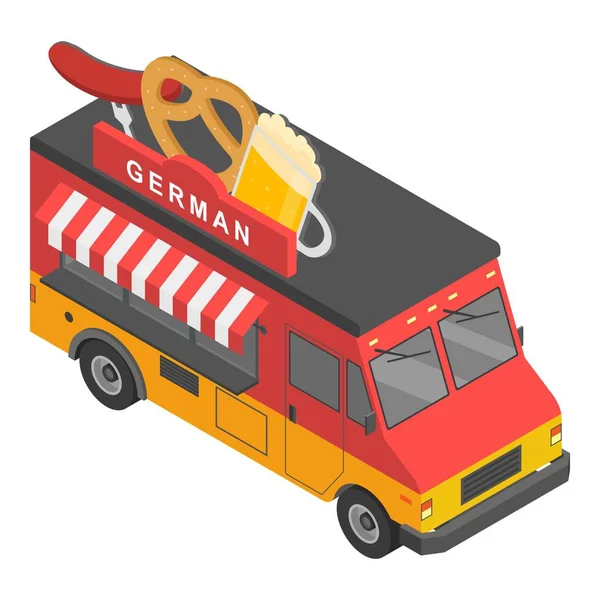 Deutsches Food-Truck-Symbol, isometrischer Stil — Stockvektor