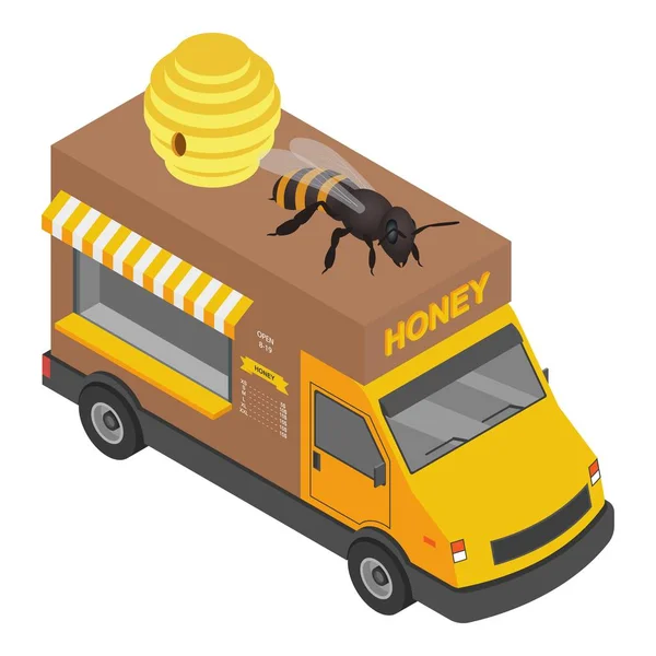 蜂蜜トラック アイコン、アイソメ図スタイル — ストックベクタ