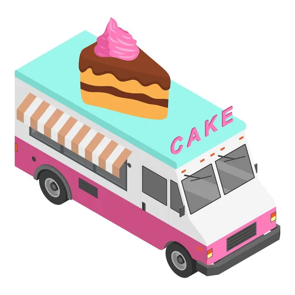 Icône de camion gâteau, style isométrique — Image vectorielle