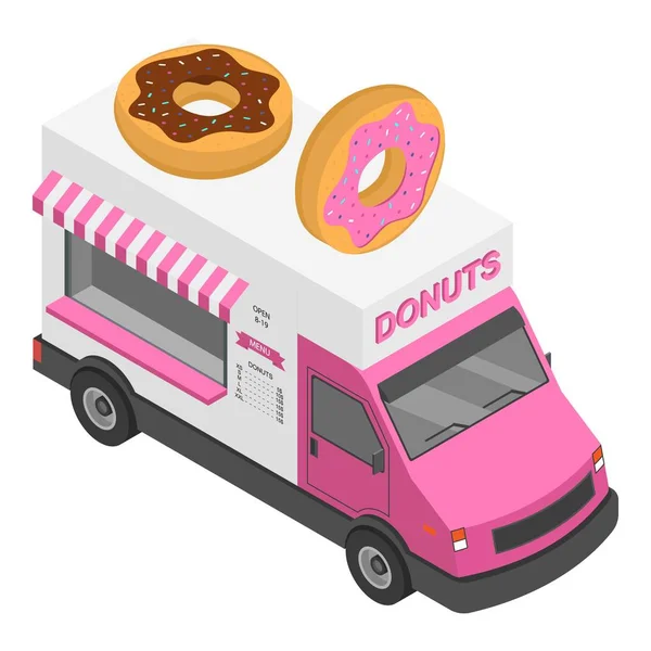 Donuts Truck Ikone, isometrischer Stil — Stockvektor