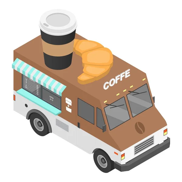 Kávé teherautó ikon, izometrikus stílus — Stock Vector