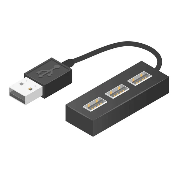 Kabel USB-hub ikonen, isometrisk stil — Stock vektor