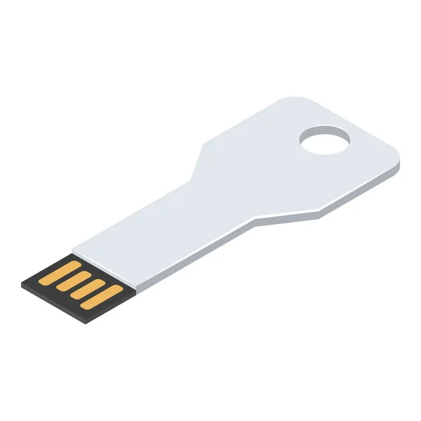Usb key flash icon, isometric style — Stock Vector