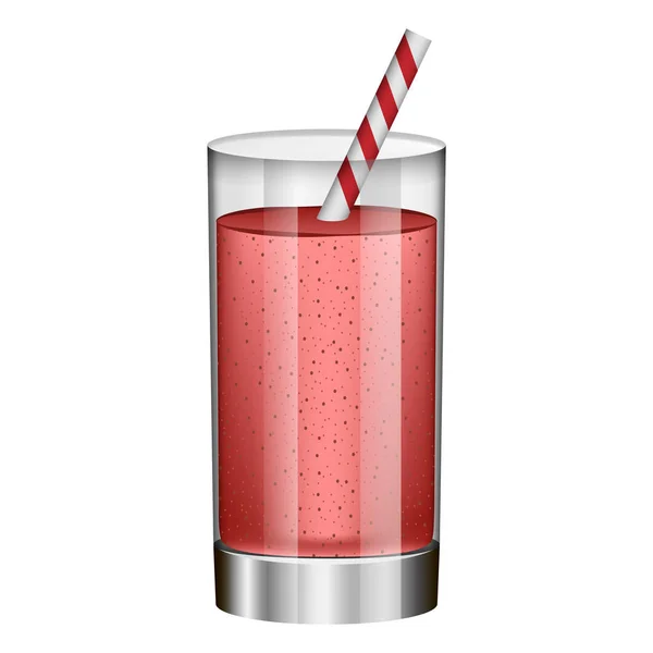 Smoothie rouge en verre maquette, style réaliste — Image vectorielle