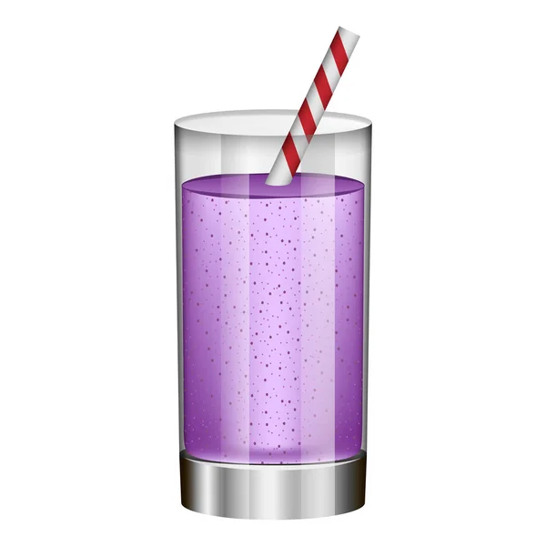 ガラスのモックアップ、現実的なスタイルで紫のスムージー — ストックベクタ