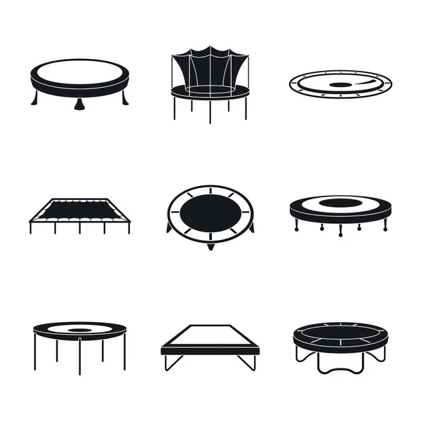 Conjunto de ícones de parque de salto de trampolim, estilo simples —  Vetores de Stock