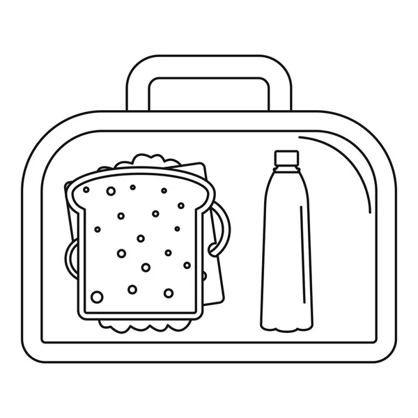 Mittagessen Sandwich Box Symbol, Umriss Stil — Stockvektor