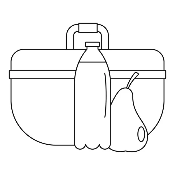 Icono de caja de almuerzo de pera, estilo de esquema — Archivo Imágenes Vectoriales