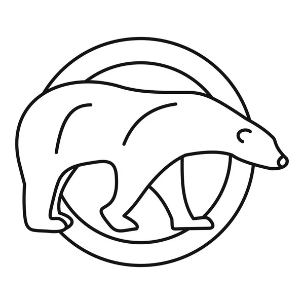 Polar bear on circle logo, outline style — Stock Vector