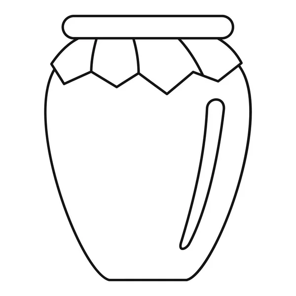 Icona barattolo miele, stile contorno — Vettoriale Stock