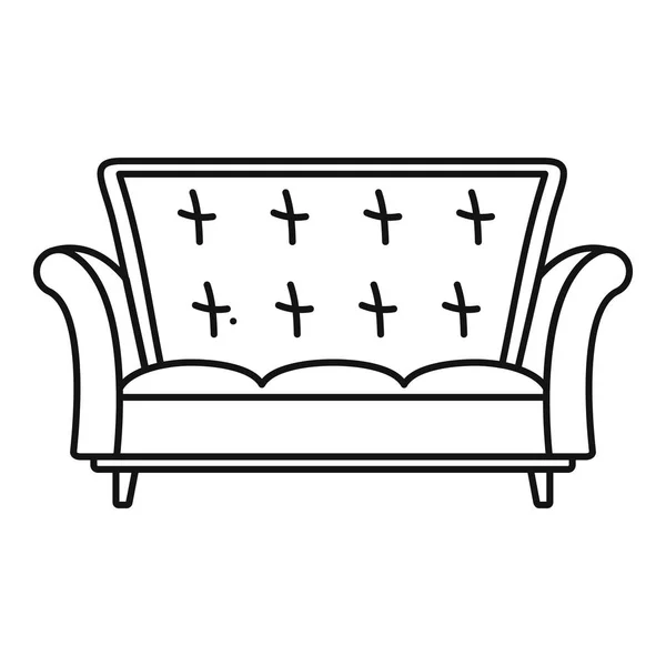 Иконка кожаного дивана, стиль контура — стоковый вектор