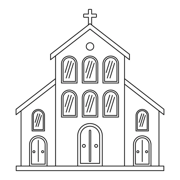 Icono de la iglesia católica, estilo de esquema — Vector de stock