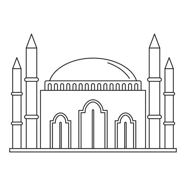 Islamismo icono de la mezquita, esquema de estilo — Vector de stock