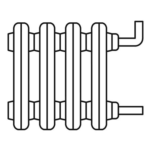 Vieille icône de radiateur à domicile, style contour — Image vectorielle