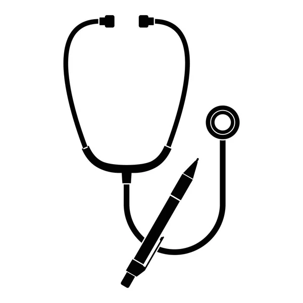 Stethoscope, pen icon, simple style — Stock Vector