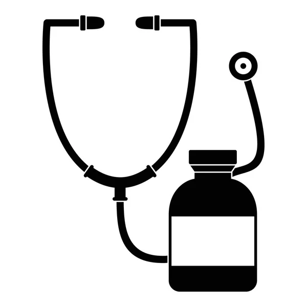 Stethoscope, medical bottle icon, simple style — Stock Vector