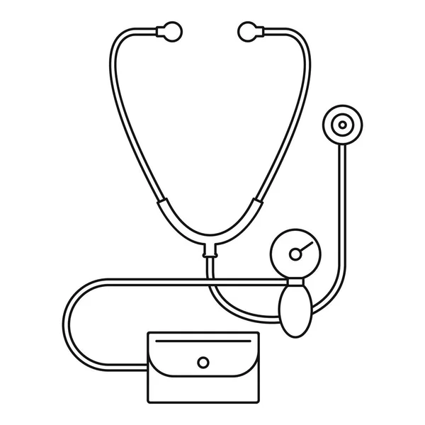 Stetoskop blod arbetstryck ikon, dispositionsformat — Stock vektor