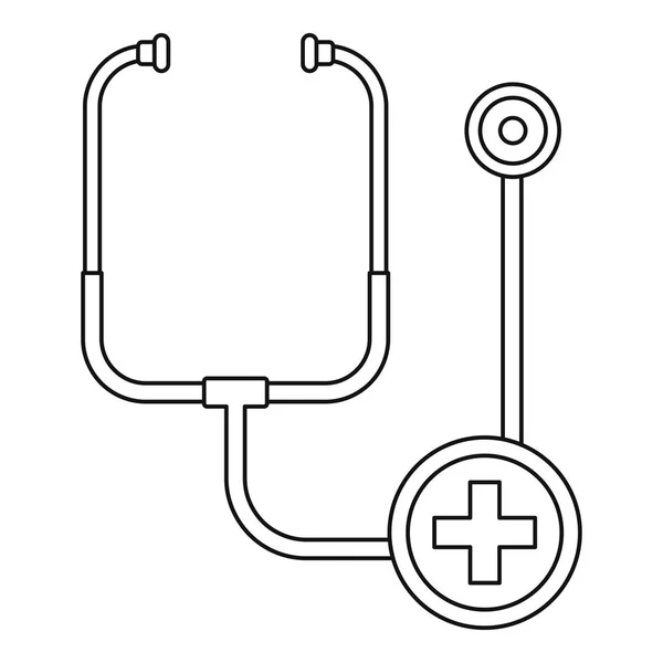 Ikona stetoskopu, styl konturu — Wektor stockowy