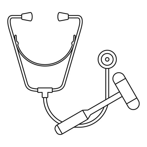 Stethoscoop hamer pictogram, Kaderstijl — Stockvector