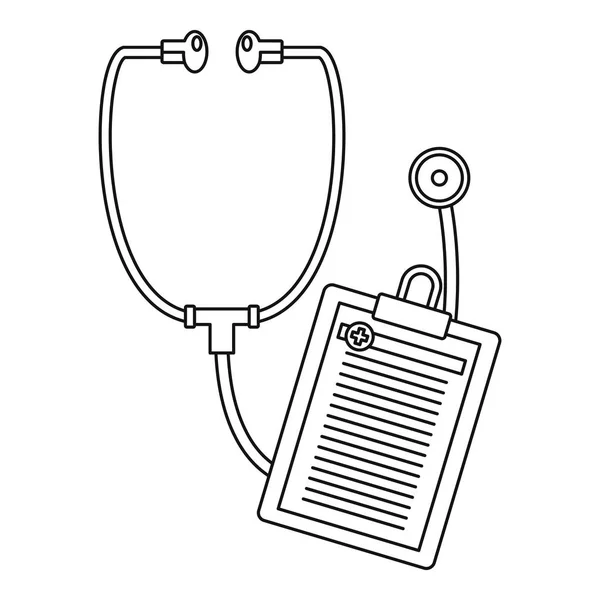 Stetoskop, ikona medycznych, styl konturu — Wektor stockowy