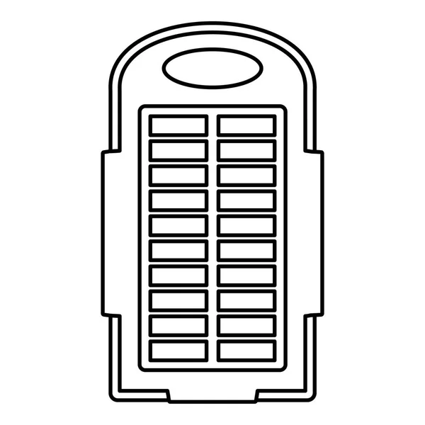 Banca di potere icona del pannello solare, stile contorno — Vettoriale Stock