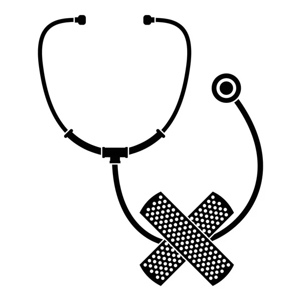 Stetoskop, Krzyż bandaż ikona, prosty styl — Wektor stockowy