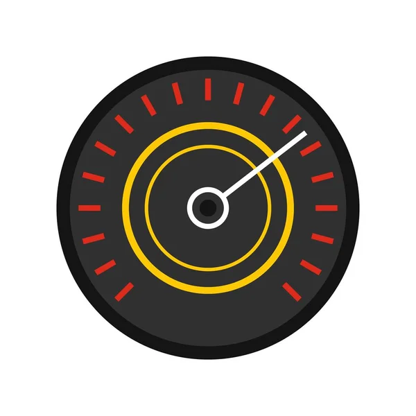 Icône de compteur de vitesse rouge noir, style plat — Image vectorielle