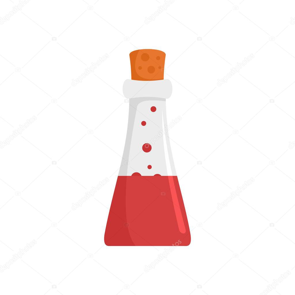 Chemistry potion flask icon, flat style