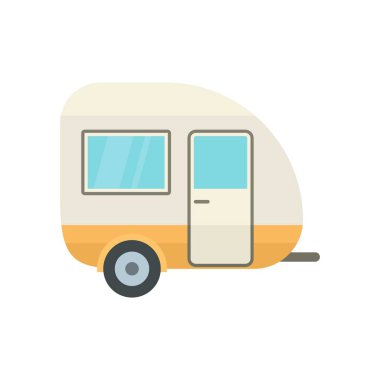 Travel trailer icon, flat style clipart