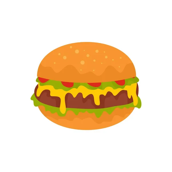 Cheeseburger pictogram, vlakke stijl — Stockvector