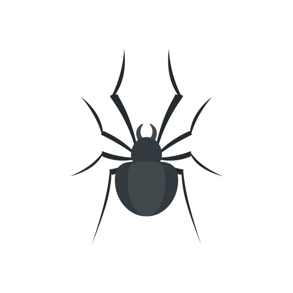 Чорний будинок значок павука, плоский стиль — стоковий вектор