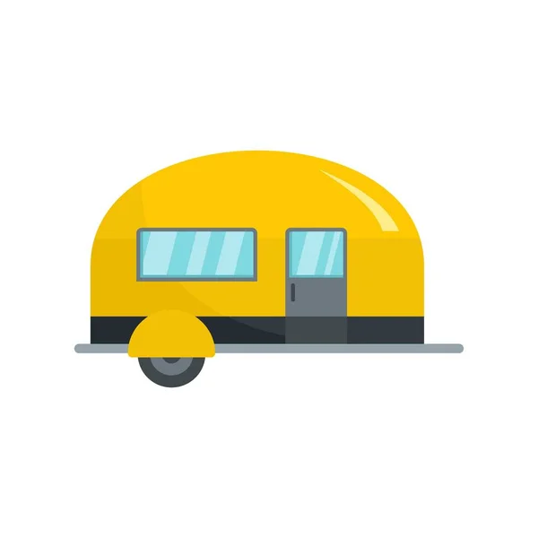 Camp trailer icon, flat style — Stock Vector
