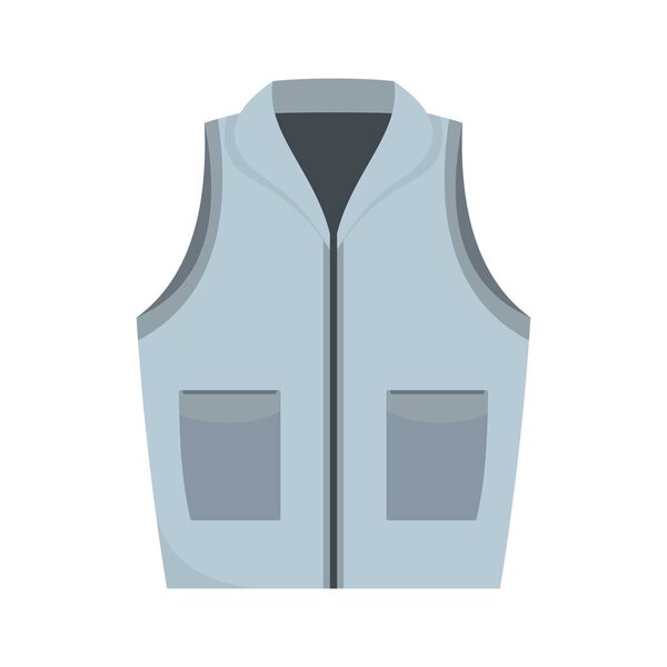 Grey vest icon, flat style