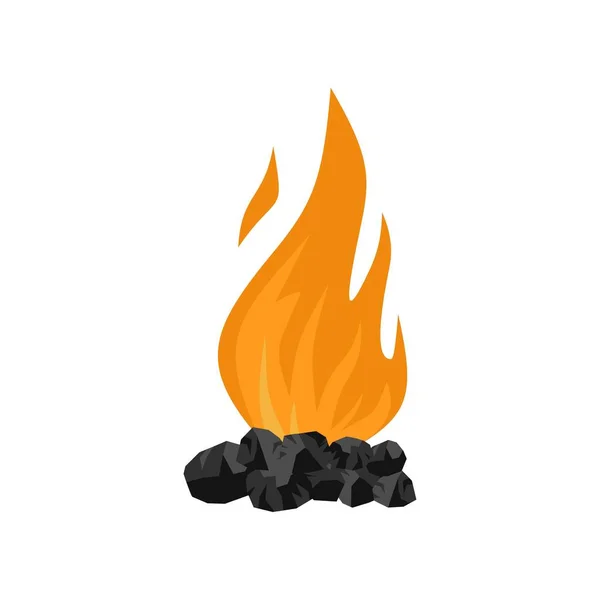 Coal fire icon, flat style — Stock Vector