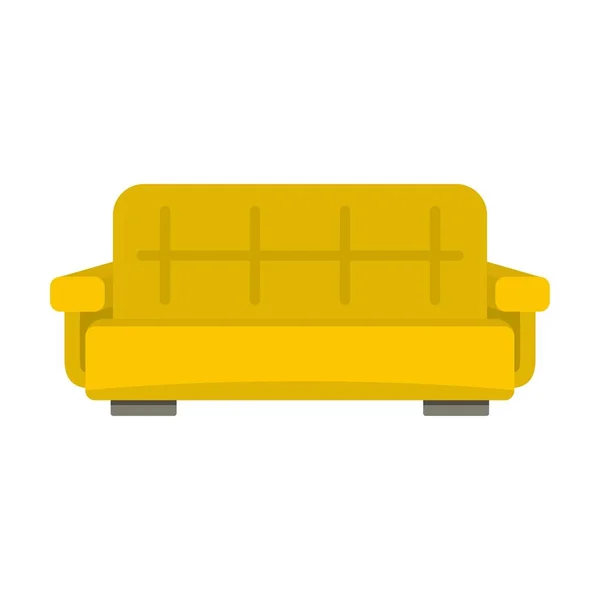 Желтый значок дивана, плоский стиль — стоковый вектор