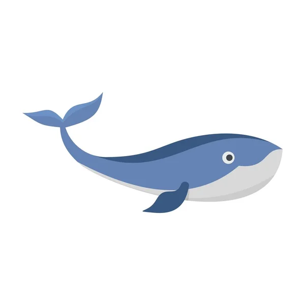 Zee walvis pictogram, vlakke stijl — Stockvector