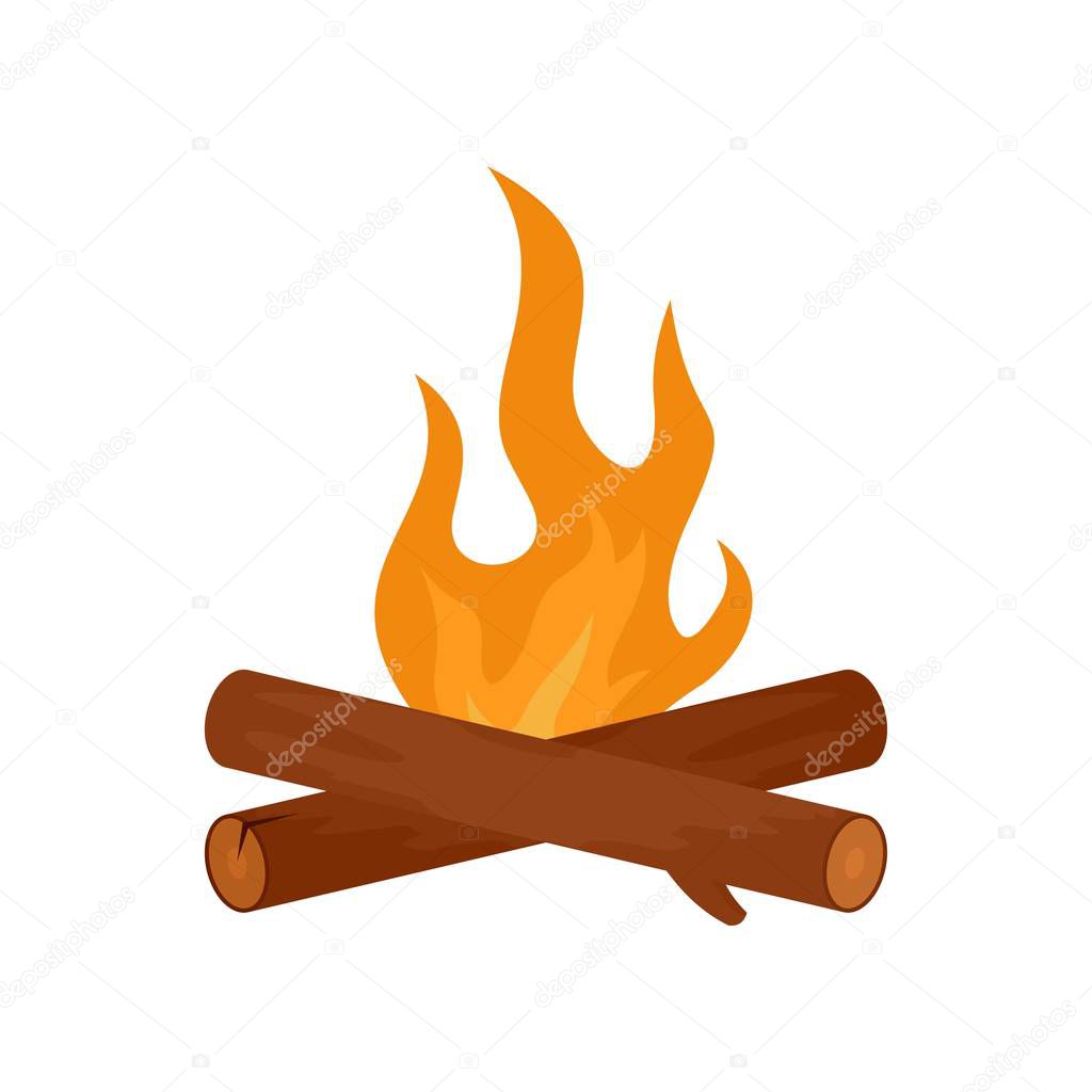 Simple camp fire icon, flat style