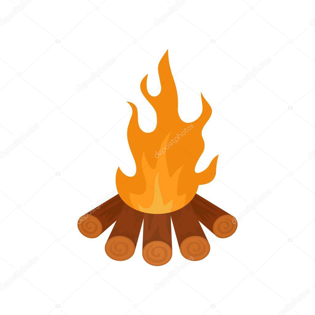 Forest fire icon, flat style