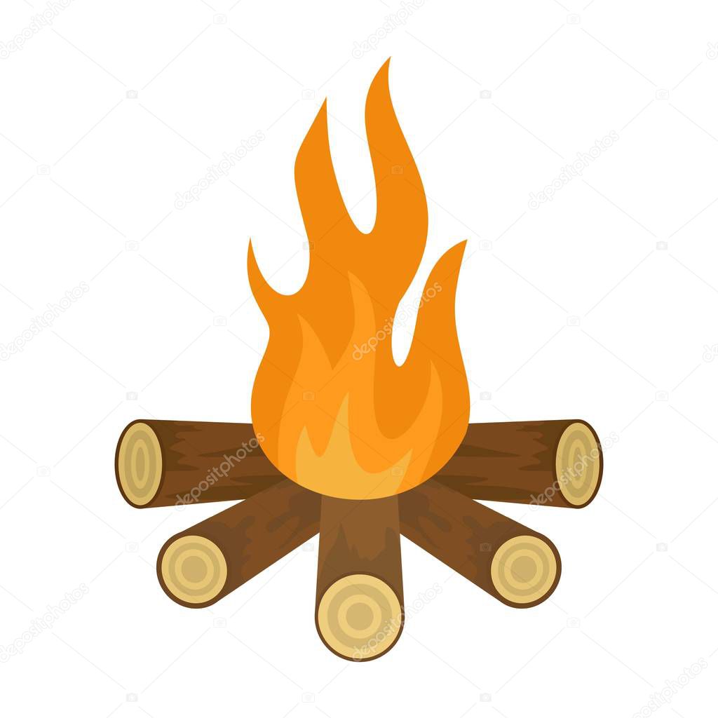 Star camp fire icon, flat style