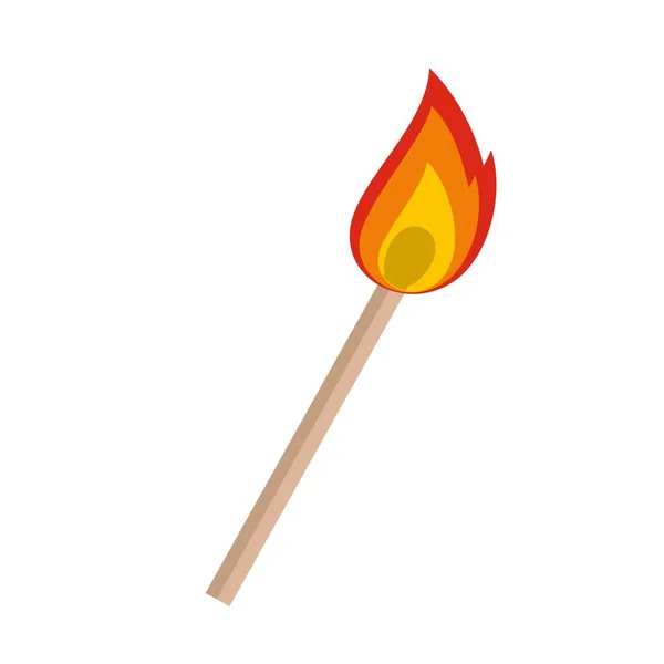 Burning matche icon, flat style — Stock Vector