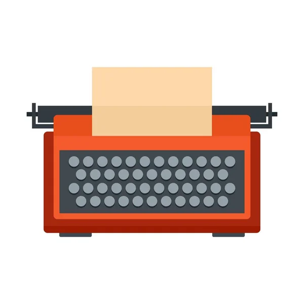 Červená psací stroj ikona, plochý — Stockový vektor