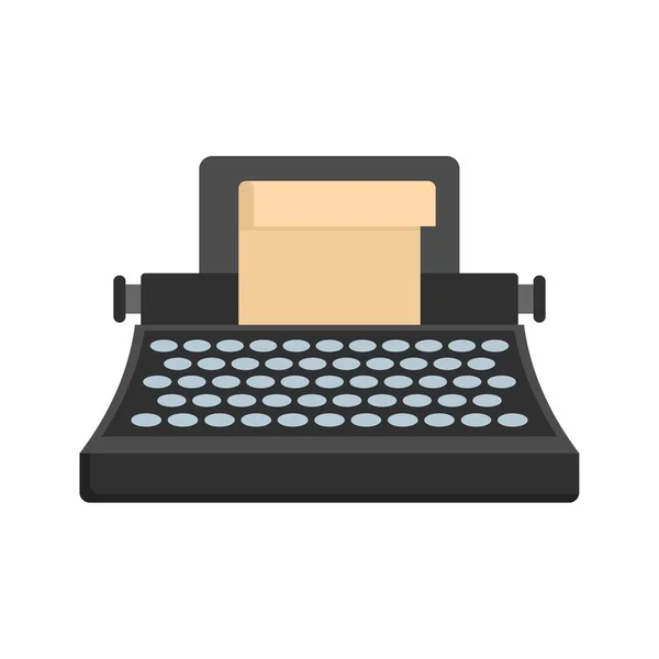 Ícone de máquina de escrever clássico preto, estilo plano — Vetor de Stock